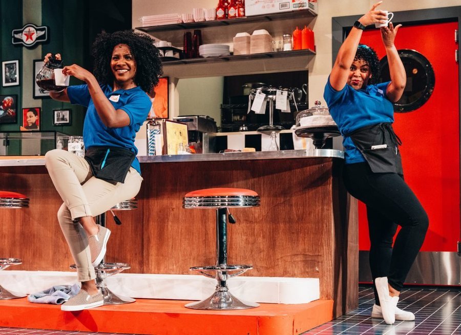 A scene from Pump Boys & Dinettes at Black Ensemble Theater